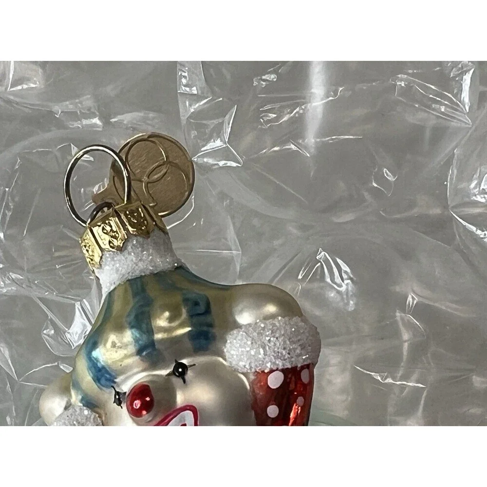 Vintage DEPT 56 Jack-in-the-Box, Train Blown Glass Christmas Ornaments Logo